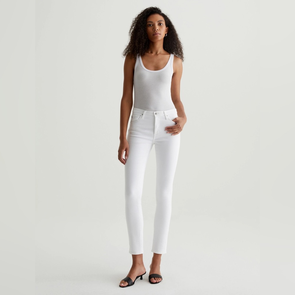 AG Adriano Goldschmied The Prima Cigarette Leg white denim pant, jeans. …